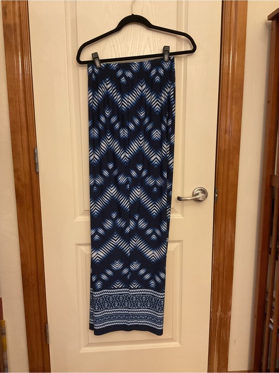 Denim 24/7 Pants - Denim 24/7 Navy & Light Blue Geometric Chevron Patterned Soft Pants 22/24 1X